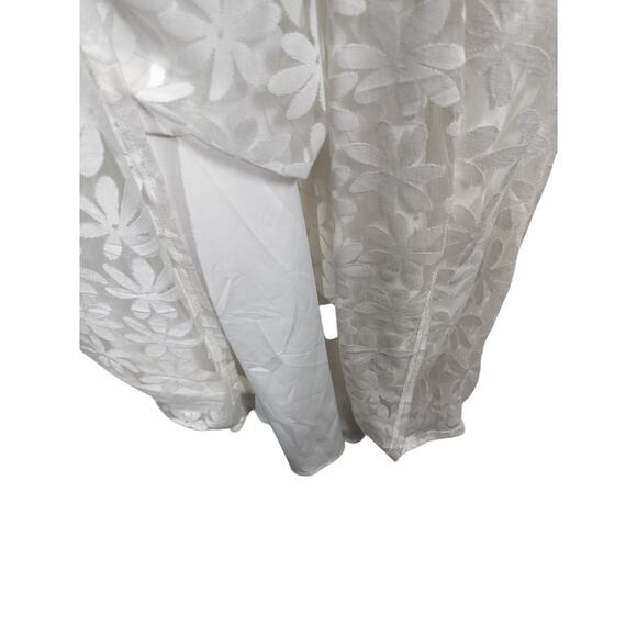 3415)Siren Lily Sleeveless White Smocked Floral Baby Doll Maternity Dress Large - Picture 4 of 8